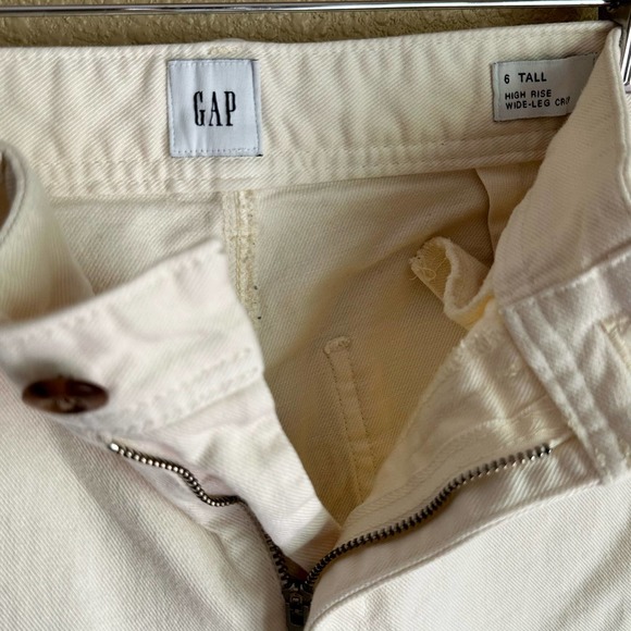 GAP High Rise Wide Leg Crop Ivory Raw Hem 6 Tall EUC - Picture 2 of 12